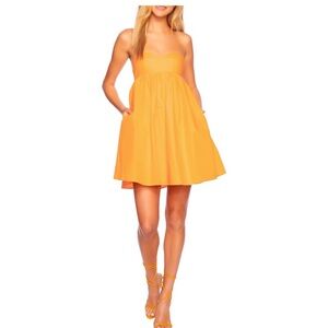 Susana Monoco Strapless Cotton Poplin Babydoll tangerine Minidress In Zinnia